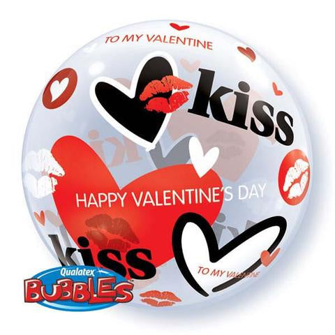22" SINGLE BUBBLE VALENTINE'S KISSES & HEARTS